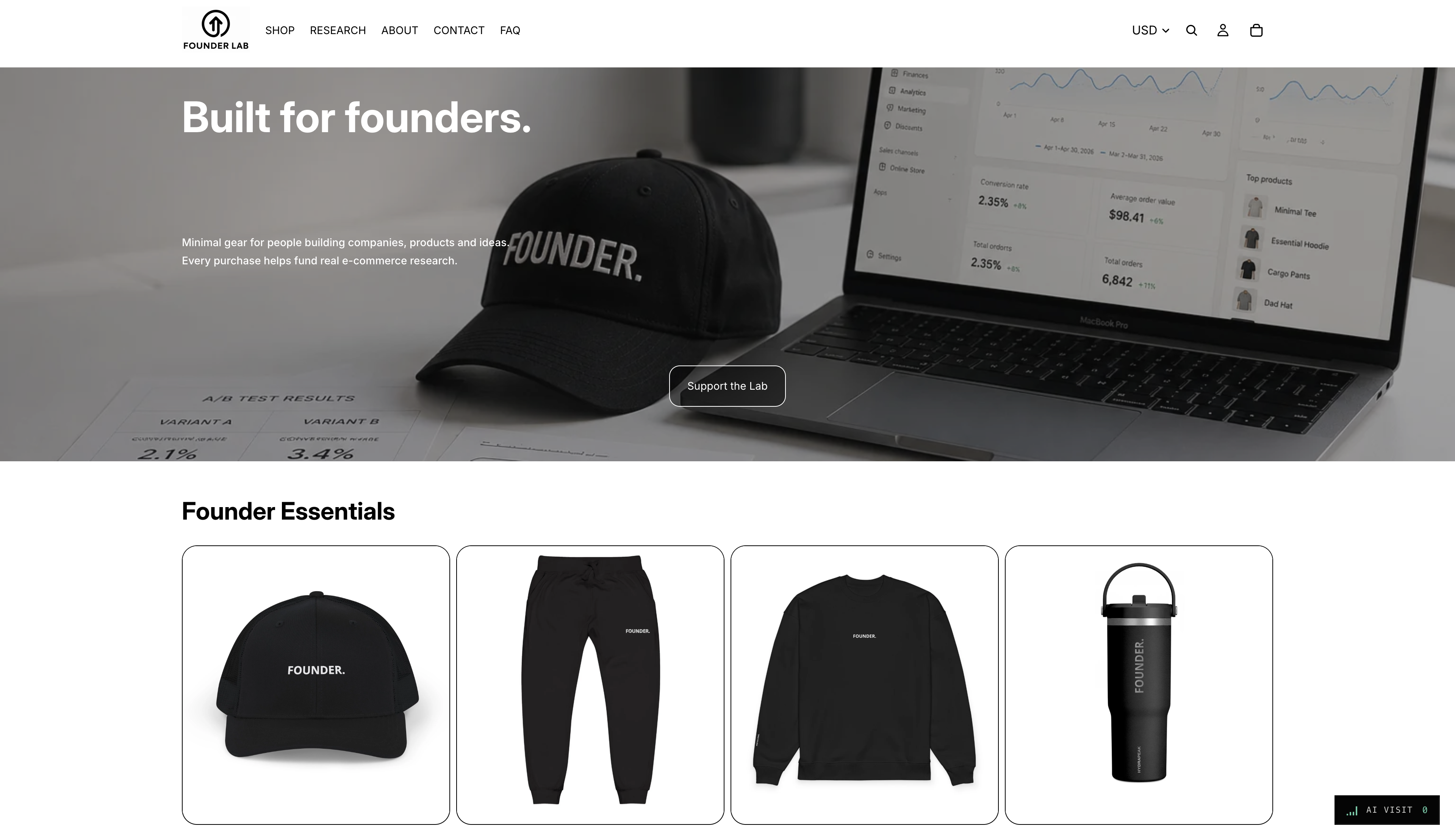 The Founder Lab storefront, live at founder.atomfoundry.dev